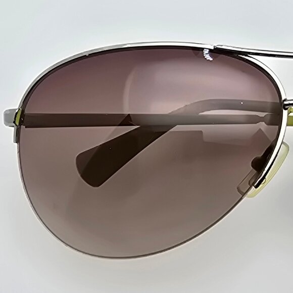 Coach S1013 045 Silver Frame Brown Gradient Lens Semi Rimless Aviator Sunglasses